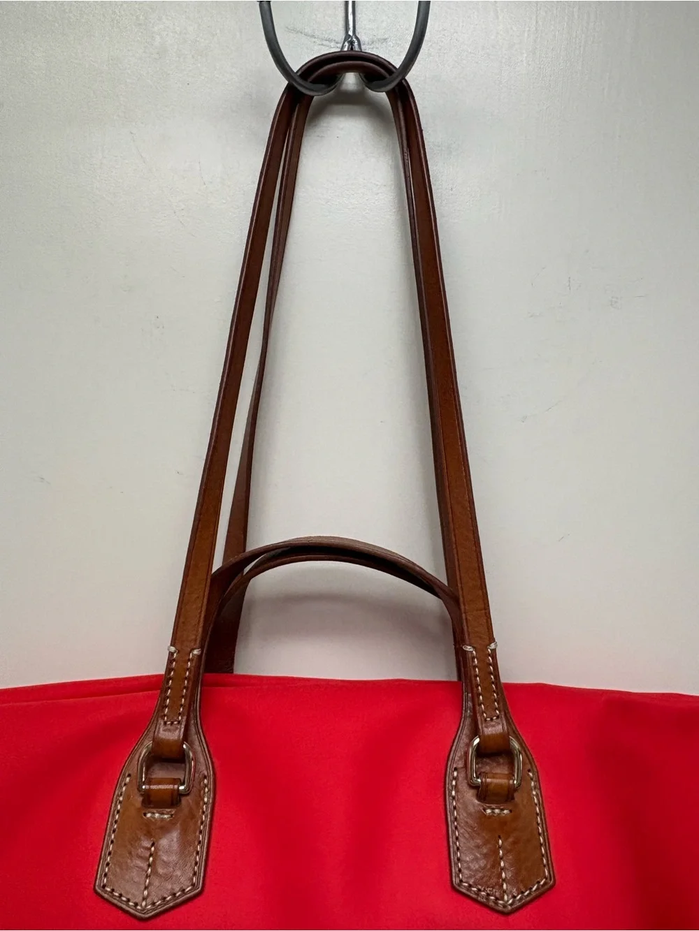 Dooney & Bourke Red Tote with Brown Leather Handles